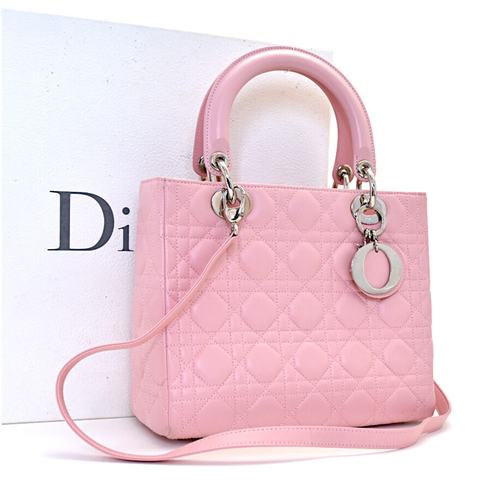 Dior bag handbag Lady leather pink